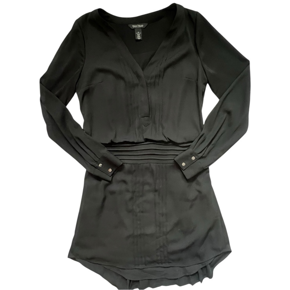 White House Black Market Black Long Sleeve Dress EUC 0 - Picture 7 of 10
